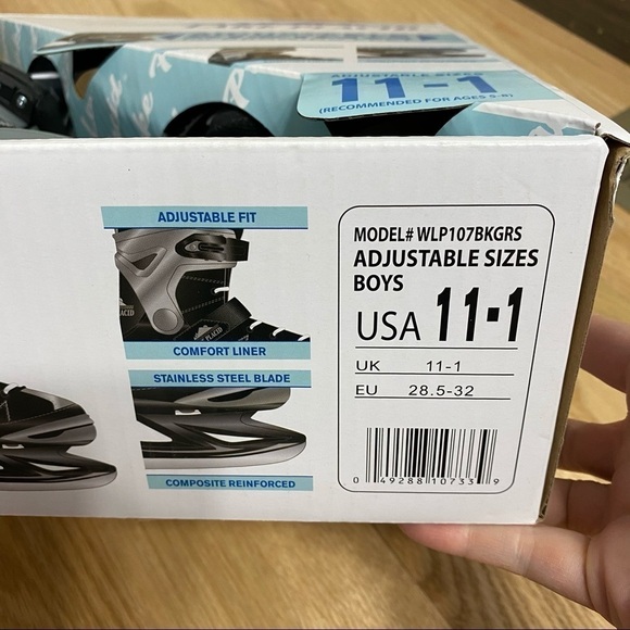 Lake Placid Ice Skates NEW Sz 11-1 Adjustable Youth Kids Gray Black - Picture 3 of 5